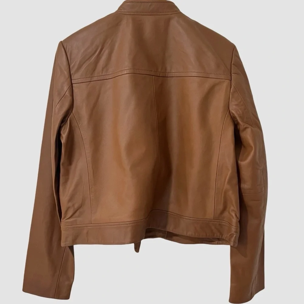 Michael Michael Kors Brown Leather Moto Jacket Size Large